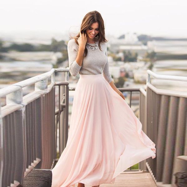 skirts any color chiffon long skirt high waist floor length women pale pink maxi zipper style quality clothing, Black
skirts any color chiffon long skirt high waist floor length women pale pink maxi zipper style quality clothing, Black