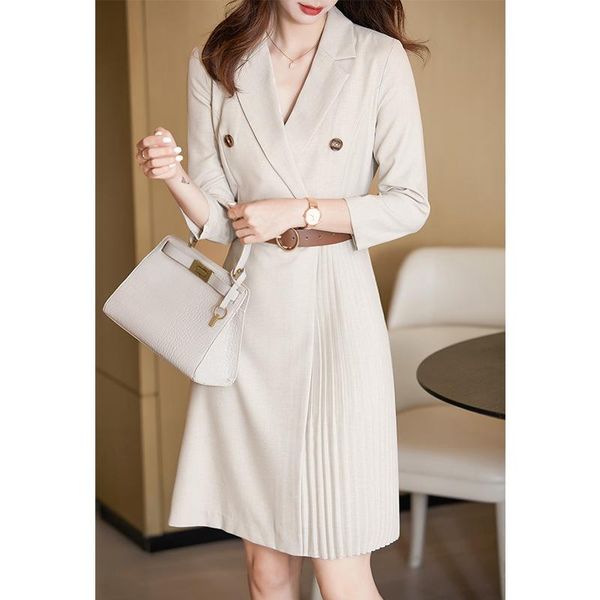 casual dresses korean style 3/4 sleeve notched collar pleated blazer dress office lady black, Black;gray
casual dresses korean style 3/4 sleeve notched collar pleated blazer dress office lady black, Black;gray
