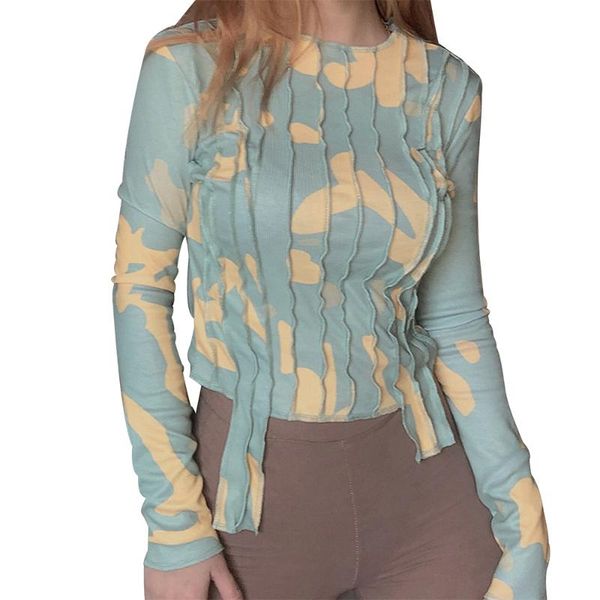 women's blouses & shirts fashion printed long sleeve round neck t-shirt slim color block irregular hem, White
women's blouses & shirts fashion printed long sleeve round neck t-shirt slim color block irregular hem, White