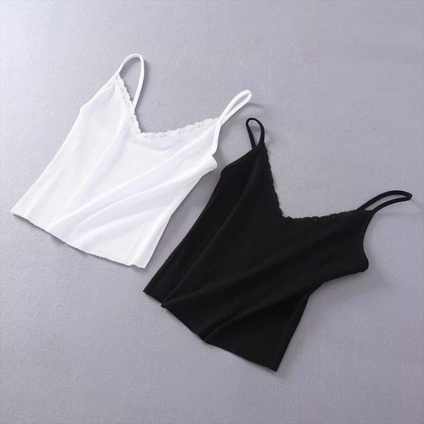 lace trimming femal women tank v neck lightweight ribbed vest cotton camis with spaghetti straps summer fashion, White
lace trimming femal women tank v neck lightweight ribbed vest cotton camis with spaghetti straps summer fashion, White