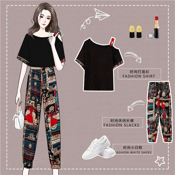 2021 two piece set summer clothes for women dresy damskie plus size casual wide leg pants print t shirt suits female cloth, White
2021 two piece set summer clothes for women dresy damskie plus size casual wide leg pants print t shirt suits female cloth, White
