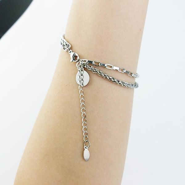 link, chain custom titanium steel bracelet ladies fashion stainless round hip hop punk quality jewelry gift for women, Black
link, chain custom titanium steel bracelet ladies fashion stainless round hip hop punk quality jewelry gift for women, Black