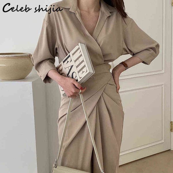 khaki cross waist dress women spring 2022 turn-down neck vintage elegant woman dress bodycon korean fashion loose maxi clothing y1204, Black;gray
khaki cross waist dress women spring 2022 turn-down neck vintage elegant woman dress bodycon korean fashion loose maxi clothing y1204, Black;gray