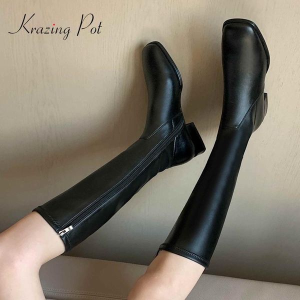 boots krazing pot large size riding high street fashion thick low heel square toe zipper beauty lady dress knee l56, Black
boots krazing pot large size riding high street fashion thick low heel square toe zipper beauty lady dress knee l56, Black