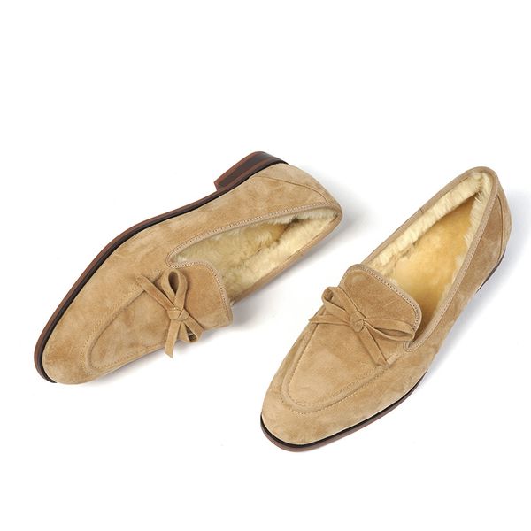 Womens genuine suede leather wool inside winter flats loafers leisure soft comfortable warm snow shoes bow tie casual footwearDress Shoes, Brown
Womens genuine suede leather wool inside winter flats loafers leisure soft comfortable warm snow shoes bow tie casual footwearDress Shoes, Brown
