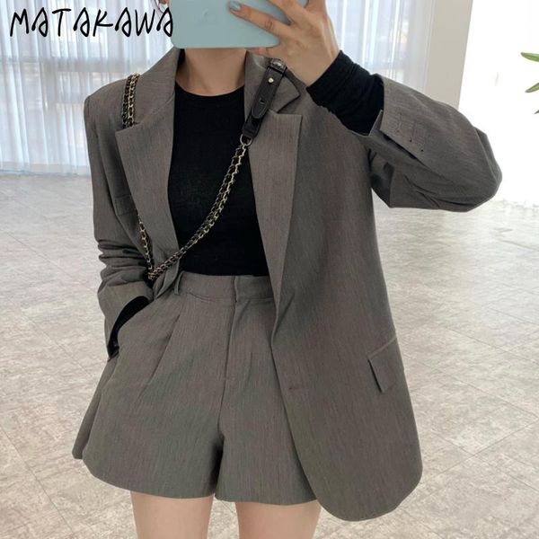 women's tracksuits matakawa two piece set retro loose lapel button blazer jacket high waist wide leg short suits all-match casual black, Gray
women's tracksuits matakawa two piece set retro loose lapel button blazer jacket high waist wide leg short suits all-match casual black, Gray