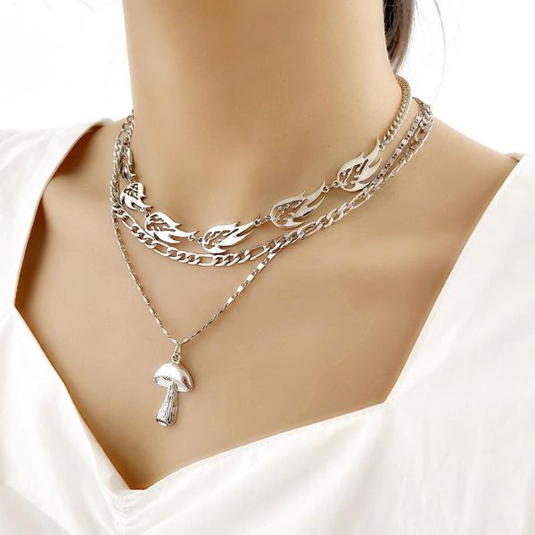 chains fashionable personality hip hop chain necklace hollow flame pattern mushroom pendant clavicle, Silver
chains fashionable personality hip hop chain necklace hollow flame pattern mushroom pendant clavicle, Silver