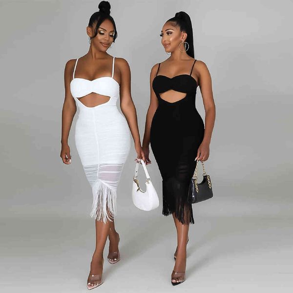 hollow out bodycon midi dress with tassel black white backless spaghetti strap dress for women dresses party club 211116, White;black
hollow out bodycon midi dress with tassel black white backless spaghetti strap dress for women dresses party club 211116, White;black