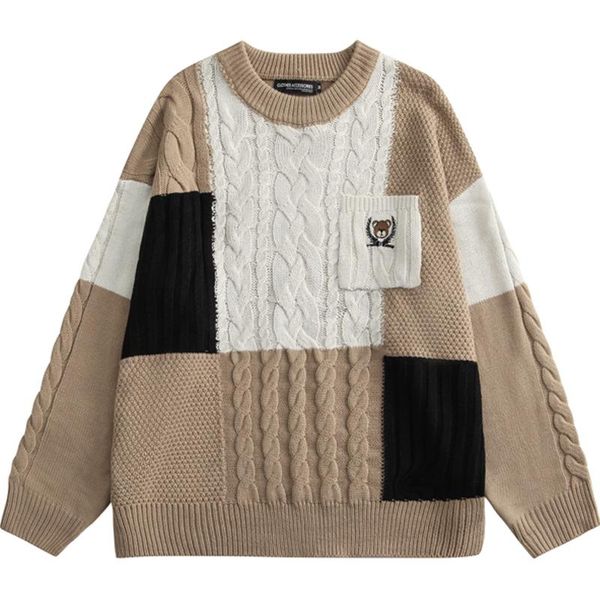 men's sweaters couple color matching men college style block knitting twist stripes vintage pullover loose simple autumn, White;black
men's sweaters couple color matching men college style block knitting twist stripes vintage pullover loose simple autumn, White;black
