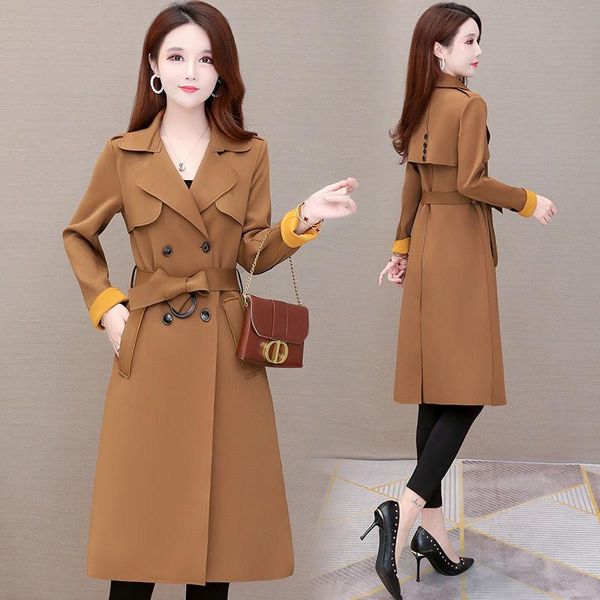 women's trench coats women 2021 spring autumn double breasted long coat female casual streetwear slim belt vintage windbreaker outwear, Tan;black
women's trench coats women 2021 spring autumn double breasted long coat female casual streetwear slim belt vintage windbreaker outwear, Tan;black