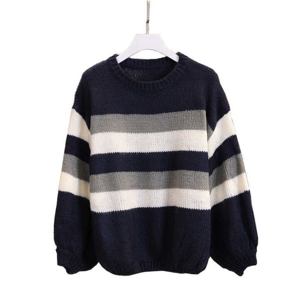 perhaps u women sweater knitted pullovers long sleeve navy blue striped loose winter casual m0037 210529, White
perhaps u women sweater knitted pullovers long sleeve navy blue striped loose winter casual m0037 210529, White