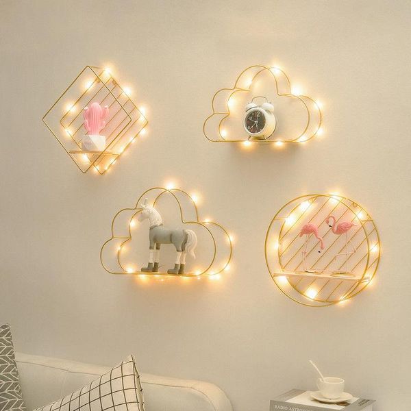 nordic ins wall shelf led stripe light golden steel frame clouds pyramid diamond shape floating shelves for bedroom decor
nordic ins wall shelf led stripe light golden steel frame clouds pyramid diamond shape floating shelves for bedroom decor