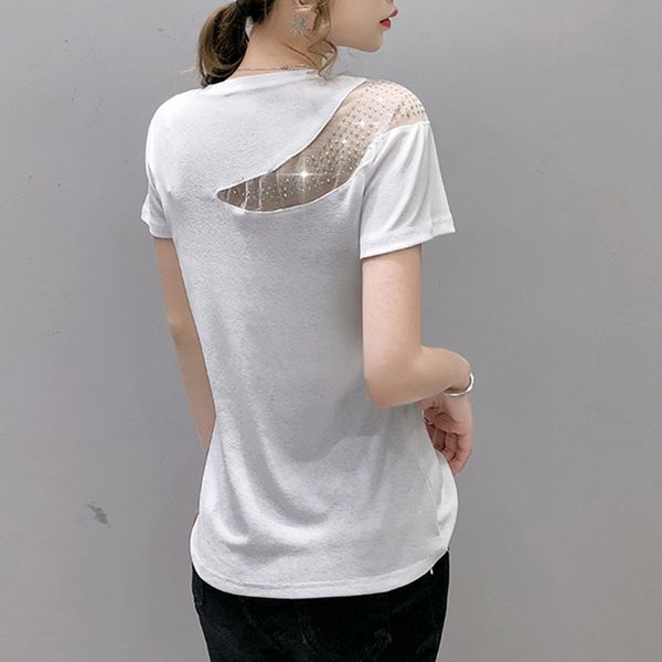 2021 new summer korean style t-shirt fashion o-neck patchwork mesh diamonds women short sleeve ropa mujer casual tees t08211l oas2, White
2021 new summer korean style t-shirt fashion o-neck patchwork mesh diamonds women short sleeve ropa mujer casual tees t08211l oas2, White