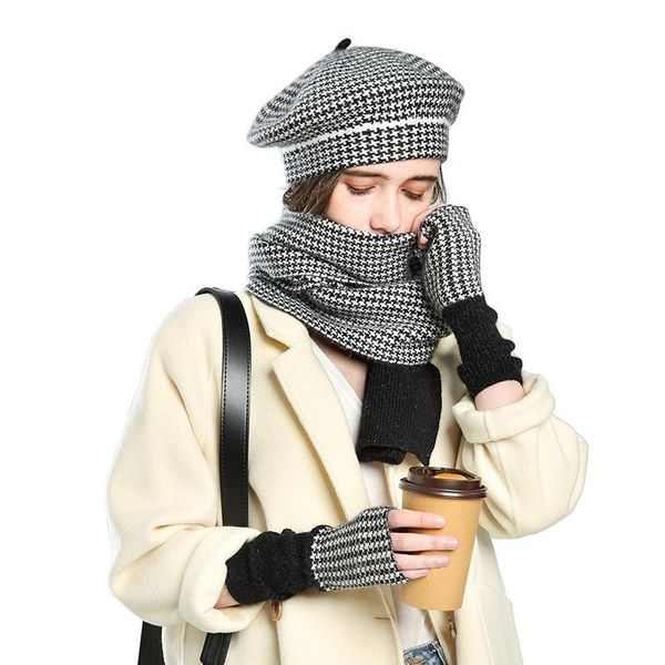 hats, scarves & gloves sets autumn and winter knitted female hat set, cashmere warm checkered woolen cap, scarf three-piece, Blue;gray
hats, scarves & gloves sets autumn and winter knitted female hat set, cashmere warm checkered woolen cap, scarf three-piece, Blue;gray