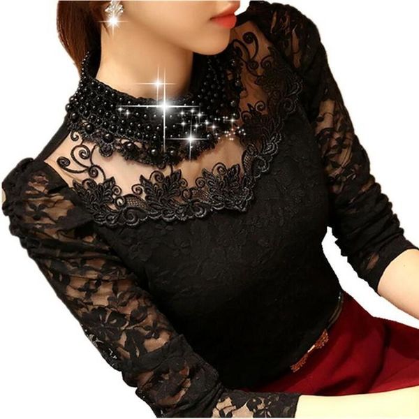 women's blouses & shirts hollow lace blouse shirt women and long sleeve female fashion woman 2021 beading blusa, White
women's blouses & shirts hollow lace blouse shirt women and long sleeve female fashion woman 2021 beading blusa, White
