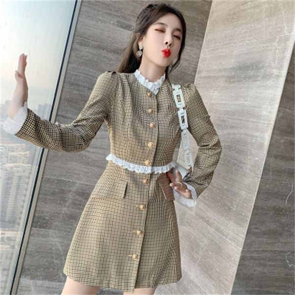spring new fine ladies fake short two temperament lace single plaid seam breasted female skirt trzl, Black;gray
spring new fine ladies fake short two temperament lace single plaid seam breasted female skirt trzl, Black;gray