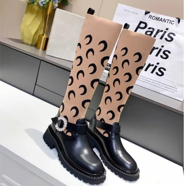 boots fashion women's genuine leather splices elasticity knitting pearl diamond accessories over knee female ankle boot shoes, Black
boots fashion women's genuine leather splices elasticity knitting pearl diamond accessories over knee female ankle boot shoes, Black
