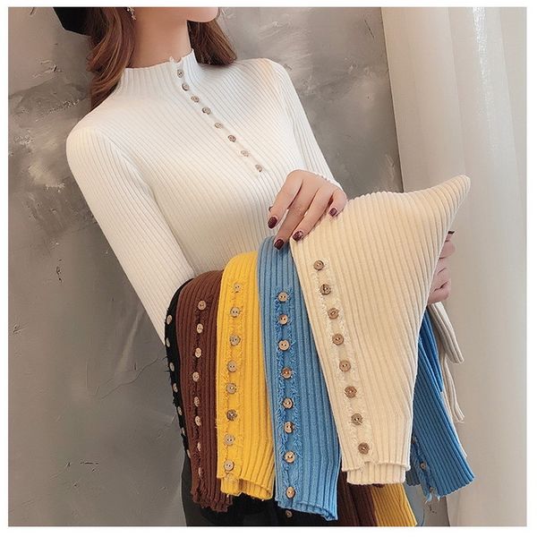 2021 autumn winter casual solid color half high collar pullovers elegant slim fit inner women sweater tx2z, White;black
2021 autumn winter casual solid color half high collar pullovers elegant slim fit inner women sweater tx2z, White;black