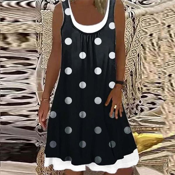 women's swimwear women summer dress sleeveless fake two piece beeach u-neck a-line polka dots print loose beach sundress vestidos, White;black
women's swimwear women summer dress sleeveless fake two piece beeach u-neck a-line polka dots print loose beach sundress vestidos, White;black