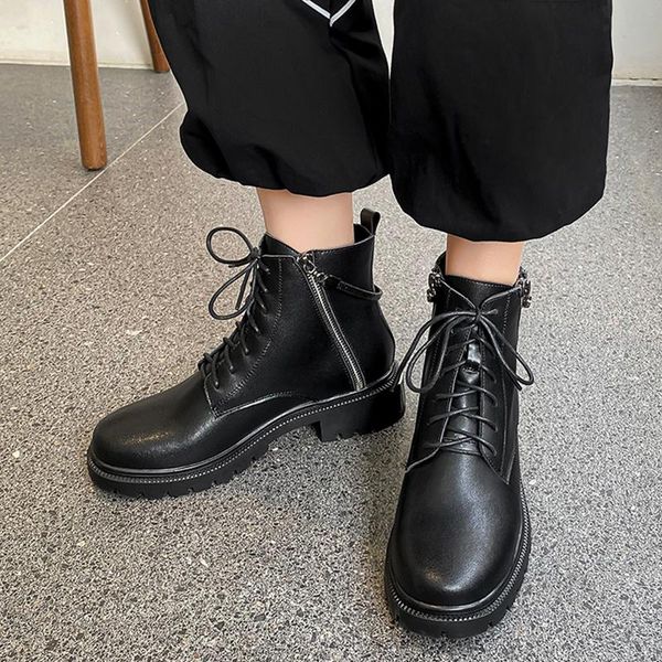 boots real leather women's ankle cross-tied motorcycle short for woman fashion winter female low heel outdoor footwear, Black
boots real leather women's ankle cross-tied motorcycle short for woman fashion winter female low heel outdoor footwear, Black