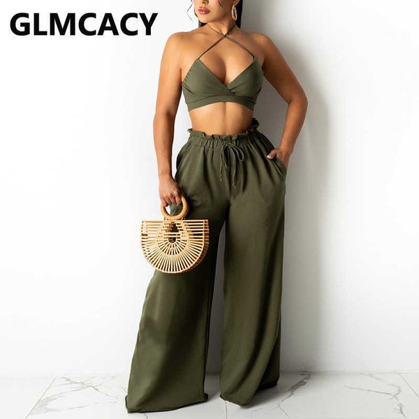 two piece chic summer suits backless crop & wide leg drawstring pants set 210702, White
two piece chic summer suits backless crop & wide leg drawstring pants set 210702, White