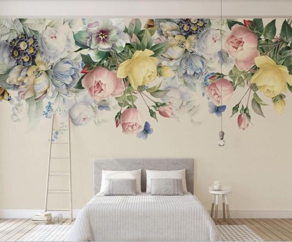 customized large mural wallpaper hand-painted retro rose tv background wall 
customized large mural wallpaper hand-painted retro rose tv background wall