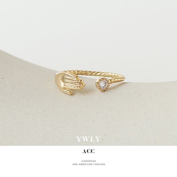 small hand design zircon micro inlaid ring feminine style exquisite simple index finger ring ywly, Silver
small hand design zircon micro inlaid ring feminine style exquisite simple index finger ring ywly, Silver