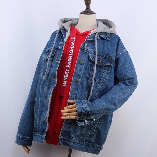 2021 winter short black hooded denim coat women thick warm outerwear removable lambswool liner jeans jacket female 00m8, Black;brown
2021 winter short black hooded denim coat women thick warm outerwear removable lambswool liner jeans jacket female 00m8, Black;brown