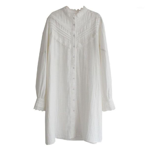 women's blouses & shirts 8941 spring cotton blouse artistic commuter long sleeve stand collar lace trim loose pleated, White
women's blouses & shirts 8941 spring cotton blouse artistic commuter long sleeve stand collar lace trim loose pleated, White