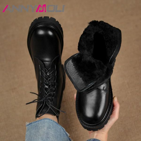 boots annymoli women motorcycle shoes real leather wool fur platform mid heel short zip lace up block ankle boot, Black
boots annymoli women motorcycle shoes real leather wool fur platform mid heel short zip lace up block ankle boot, Black