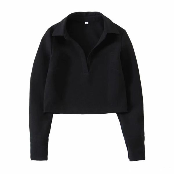 spring women turndown collar black short shirt female long sleeve blouse casual lady loose crop blusas s8596, White
spring women turndown collar black short shirt female long sleeve blouse casual lady loose crop blusas s8596, White