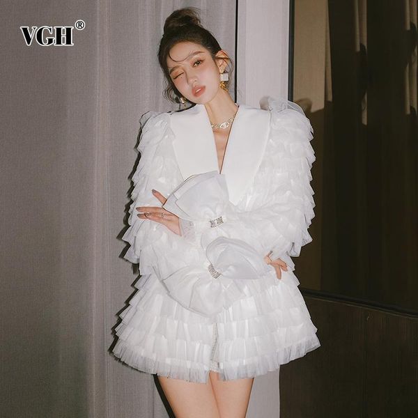 women's suits & blazers vgh korean temperament solid blazer for women notched long sleeve patchwork bowknot straight female 2021 spring, White;black
women's suits & blazers vgh korean temperament solid blazer for women notched long sleeve patchwork bowknot straight female 2021 spring, White;black