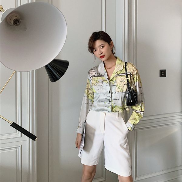 2021 new map print long sleeve shirt women and blouse lapel button up collar designer fashion autumn clothes yk5h, White
2021 new map print long sleeve shirt women and blouse lapel button up collar designer fashion autumn clothes yk5h, White