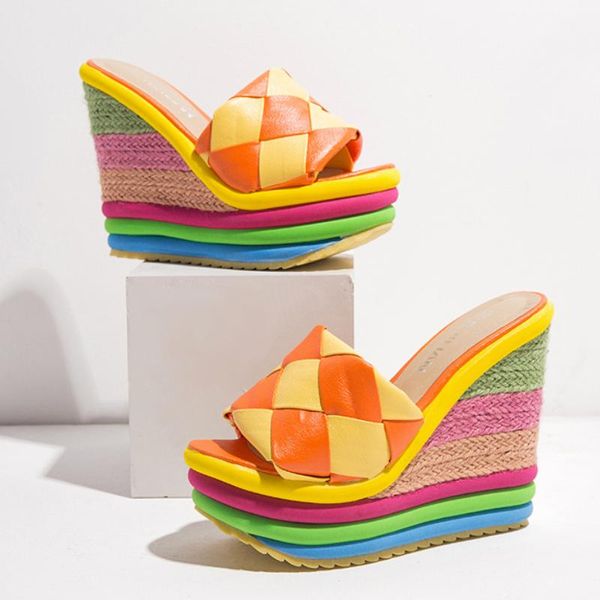 slippers 2021 sweet candy color wedges women kawaii muffin platform rainbow slipper high heel sandals flip flops big size 43, Black
slippers 2021 sweet candy color wedges women kawaii muffin platform rainbow slipper high heel sandals flip flops big size 43, Black