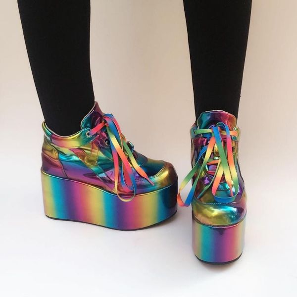 boots japanese harajuku high platform round toe women lolita rainbow ankle lace-up pu leather nightclub stage, Black
boots japanese harajuku high platform round toe women lolita rainbow ankle lace-up pu leather nightclub stage, Black