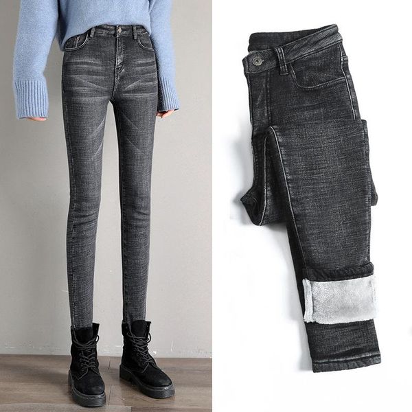 women's jeans vintage fleece for women keep warm thicken 2021 winter high waist plus velvet elastic slim skinny female denim pants, Blue
women's jeans vintage fleece for women keep warm thicken 2021 winter high waist plus velvet elastic slim skinny female denim pants, Blue
