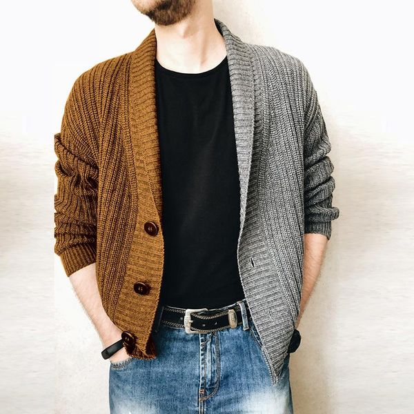 men's sweaters autumn casual patchwork mens knitted winter long sleeve coat men fashion loose button cardigan jackets streetwear, White;black
men's sweaters autumn casual patchwork mens knitted winter long sleeve coat men fashion loose button cardigan jackets streetwear, White;black