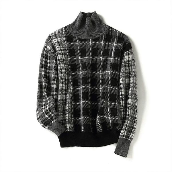 men's sweaters shuchan plaid 100% cashmere turtleneck sweater men knit winter warm business autumn and thick pullovers, White;black
men's sweaters shuchan plaid 100% cashmere turtleneck sweater men knit winter warm business autumn and thick pullovers, White;black