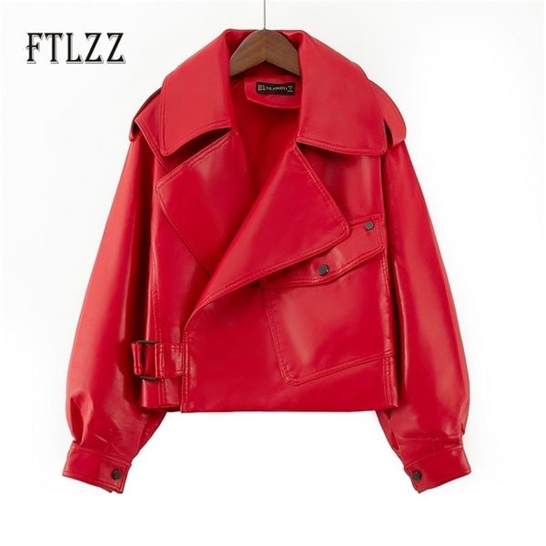 women biker leather jakcet fashion loose turn down collar short pu coats spring autumn black leahter outerwear 210602
women biker leather jakcet fashion loose turn down collar short pu coats spring autumn black leahter outerwear 210602