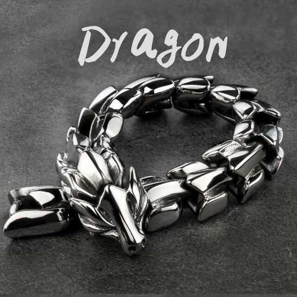 link, chain vintage personality design metal chinese dragon bracelet men's rock party biker jewelry, Black
link, chain vintage personality design metal chinese dragon bracelet men's rock party biker jewelry, Black