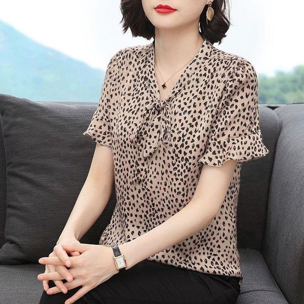 women's blouses & shirts leopard women short sleeve spring summer korean style loose temperament bow-knot print mujer blusas mm0928, White
women's blouses & shirts leopard women short sleeve spring summer korean style loose temperament bow-knot print mujer blusas mm0928, White