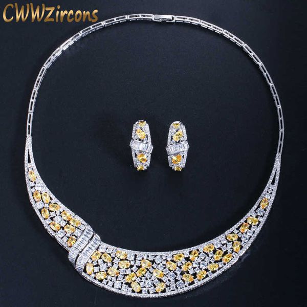 luxury yellow cubic zirconia stone bridal party choker necklace earrings sets for brides wedding jewelry set t018 210714, Silver
luxury yellow cubic zirconia stone bridal party choker necklace earrings sets for brides wedding jewelry set t018 210714, Silver