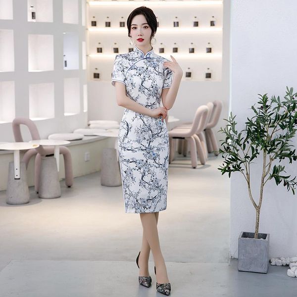 ethnic clothing chinese style elegant slit dress mandarin collar oriental cheongsams short sleeve slim vestidos improved qipao party go, Red
ethnic clothing chinese style elegant slit dress mandarin collar oriental cheongsams short sleeve slim vestidos improved qipao party go, Red