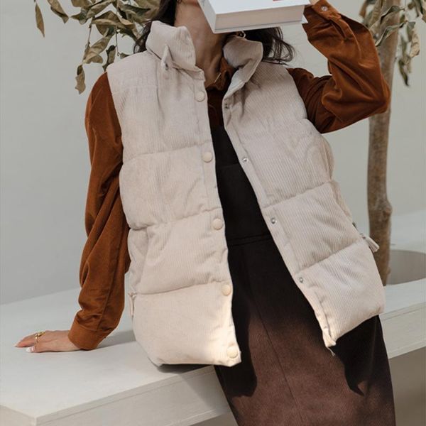 women's vests fashion corduroy waistcoat women 2021 stand collar sleeveless jackets solid color buttons up vest autumn coat gilet femme, Black;white
women's vests fashion corduroy waistcoat women 2021 stand collar sleeveless jackets solid color buttons up vest autumn coat gilet femme, Black;white