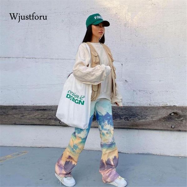 women's pants & capris wjustforu streetwear women casual high waist straight leg printing wide harajuku slim trousers 2021, Black;white
women's pants & capris wjustforu streetwear women casual high waist straight leg printing wide harajuku slim trousers 2021, Black;white