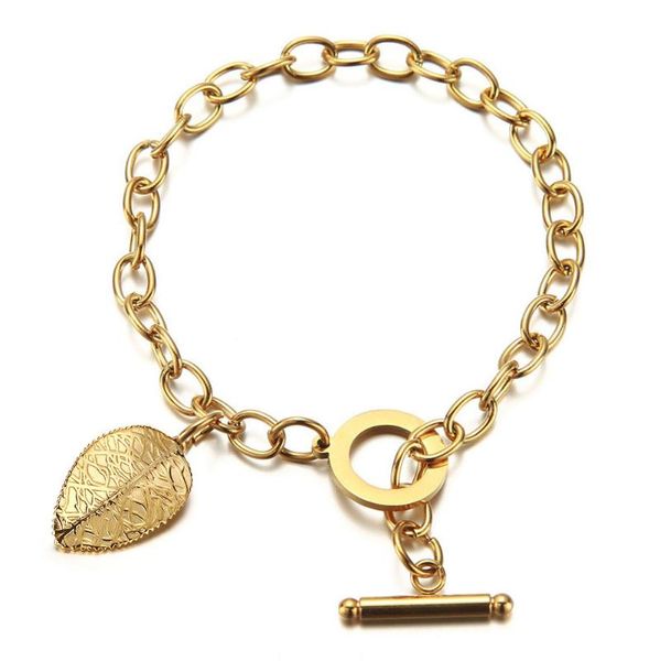link, chain 100% stainless steel leaves charms toggle bracelet for women gold/ color vintage fashion metal accessories, Black
link, chain 100% stainless steel leaves charms toggle bracelet for women gold/ color vintage fashion metal accessories, Black