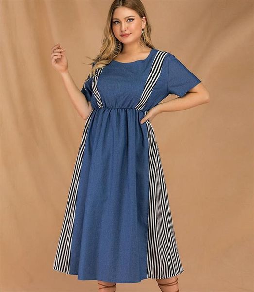 plus size dresses 4xl 2021 round neck short sleeve calf length pure blue pattern vacation beach a line skirt slim casual, Black
plus size dresses 4xl 2021 round neck short sleeve calf length pure blue pattern vacation beach a line skirt slim casual, Black