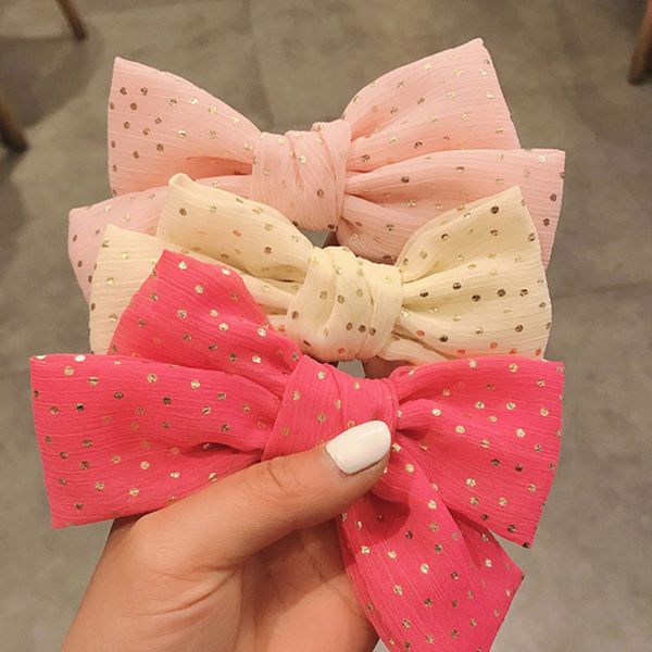 chiffon fabric hairpin double-layers bowknot barrette wave dot big bow hair clips metal spring clip hair accessories for girl, Golden;silver
chiffon fabric hairpin double-layers bowknot barrette wave dot big bow hair clips metal spring clip hair accessories for girl, Golden;silver