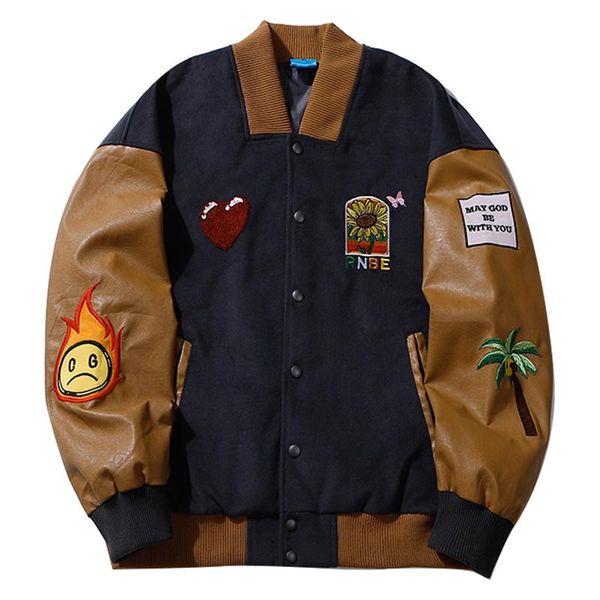 men's hip hop baseball jackets fashoin pu leather patchwork coat for male, Black;brown
men's hip hop baseball jackets fashoin pu leather patchwork coat for male, Black;brown