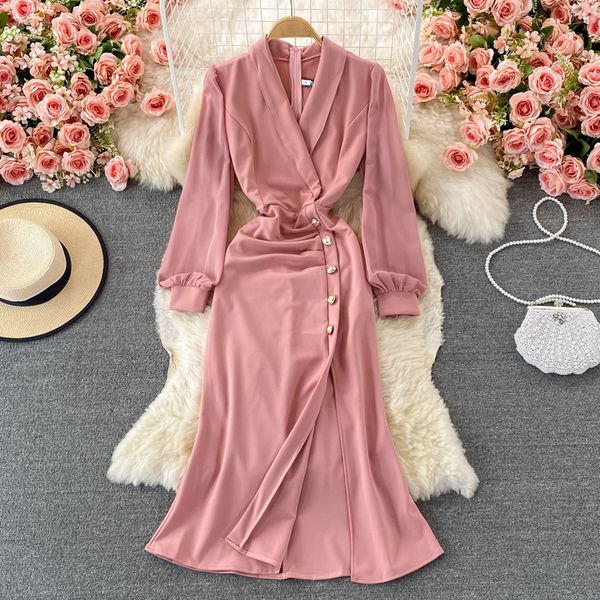 new autumn casual solid slim button lady full dress a line v neck lantern sleeve chiffon pullover women dresses 2022, Black;gray
new autumn casual solid slim button lady full dress a line v neck lantern sleeve chiffon pullover women dresses 2022, Black;gray
